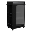 Lansing Bar Cart with 2-Side Shelves in Black Wengue Engineered Wood