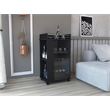 Lansing Bar Cart with 2-Side Shelves in Black Wengue Engineered Wood