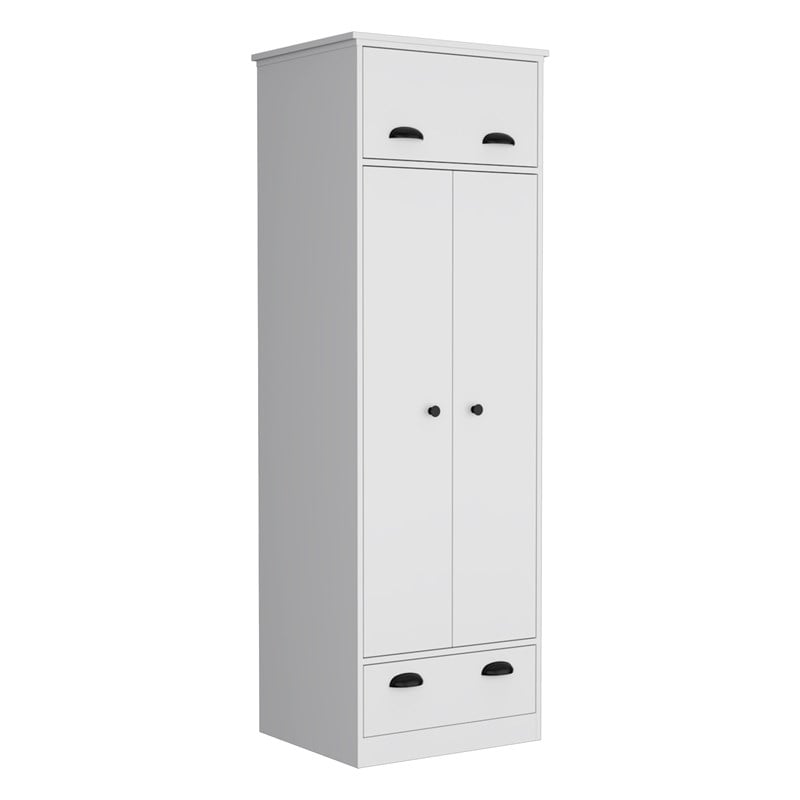 Tifton Armoire with 2-Doors in White Engineered Wood