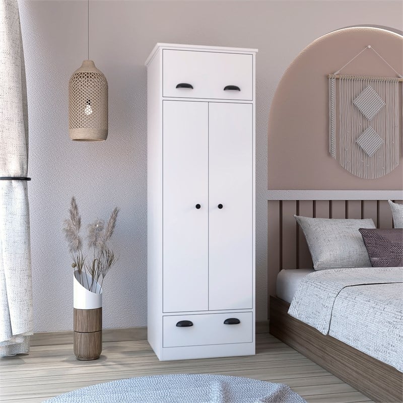 Tifton Armoire with 2-Doors in White Engineered Wood