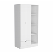 Toccoa Armoire with 4-Tier Open Shelves in White Engineered Wood