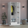 Toccoa Armoire with 4-Tier Open Shelves in White Engineered Wood