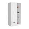 Toccoa Armoire with 4-Tier Open Shelves in White Engineered Wood
