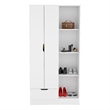 Toccoa Armoire with 4-Tier Open Shelves in White Engineered Wood