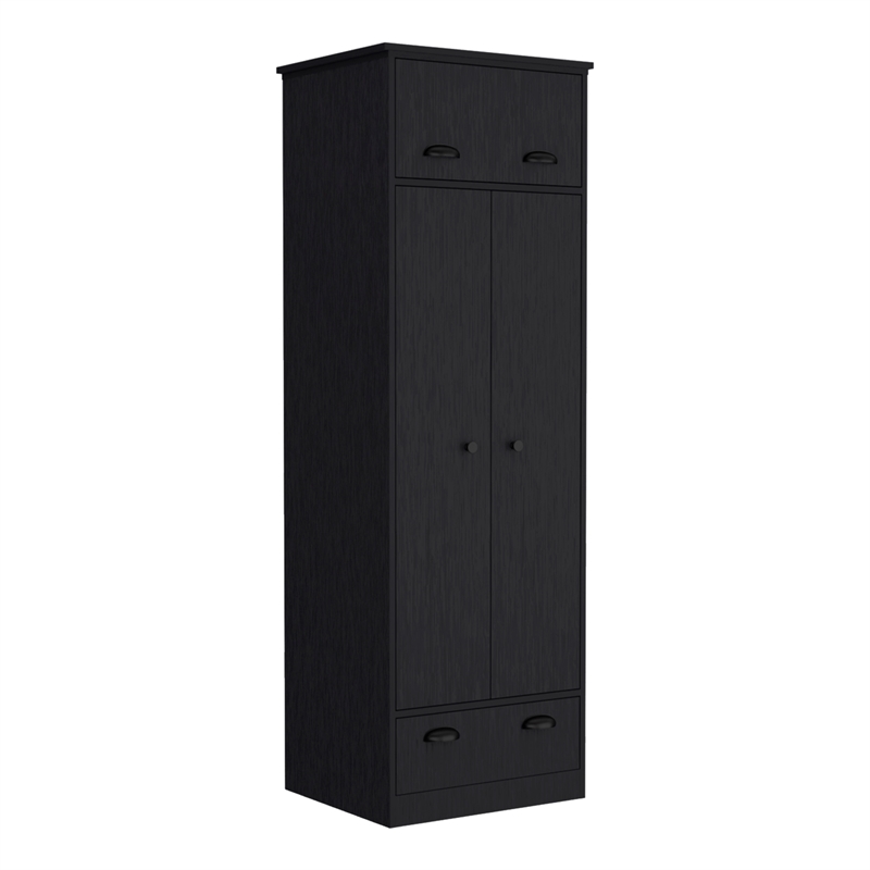 Tifton Armoire with 2-Doors in Black Wengue Engineered Wood