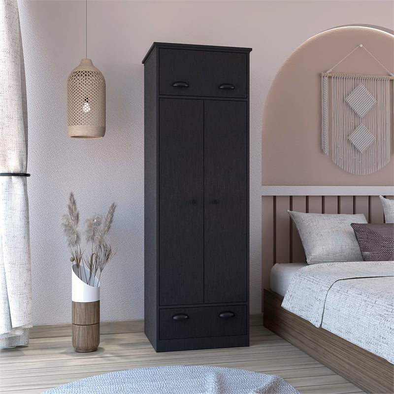 Tifton Armoire with 2-Doors in Black Wengue Engineered Wood