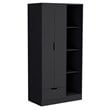 Toccoa Armoire with 4 Tier Open Shelves Black Wengue Engineered Wood