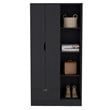 Toccoa Armoire with 4 Tier Open Shelves Black Wengue Engineered Wood