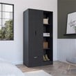 Toccoa Armoire with 4 Tier Open Shelves Black Wengue Engineered Wood