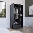 Toccoa Armoire with 4 Tier Open Shelves Black Wengue Engineered Wood