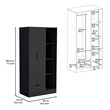 Toccoa Armoire with 4 Tier Open Shelves Black Wengue Engineered Wood