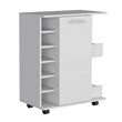 Selden Bar Cart with 2-Open Side Shelves in White Engineered Wood