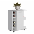 Selden Bar Cart with 2-Open Side Shelves in White Engineered Wood