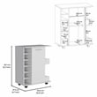 Selden Bar Cart with 2-Open Side Shelves in White Engineered Wood