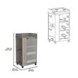 Lansing Bar Cart with 2-Side Shelves in Light Gray Engineered Wood