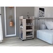 Lansing Bar Cart with 2-Side Shelves in Light Gray Engineered Wood
