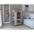 Lansing Bar Cart with 2-Side Shelves in Light Gray Engineered Wood