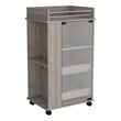Lansing Bar Cart with 2-Side Shelves in Light Gray Engineered Wood