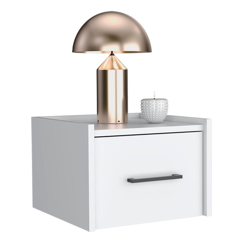 Yorktown Floating Nightstand Handy Drawer White Engineered Wood