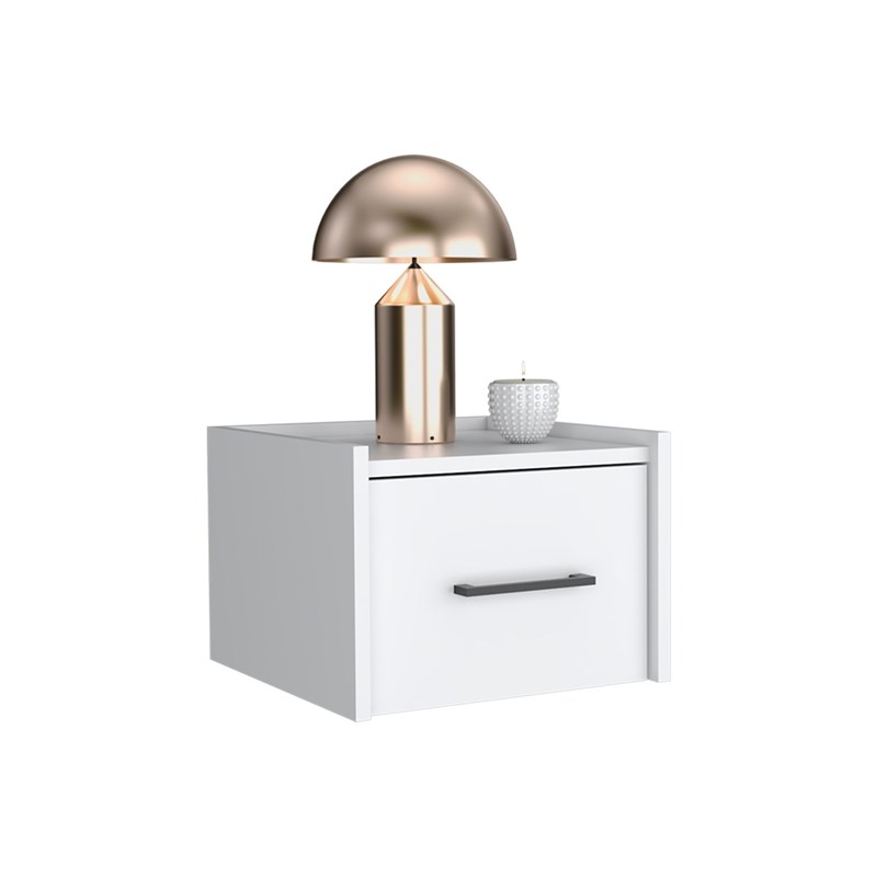 Yorktown Floating Nightstand Handy Drawer White Engineered Wood