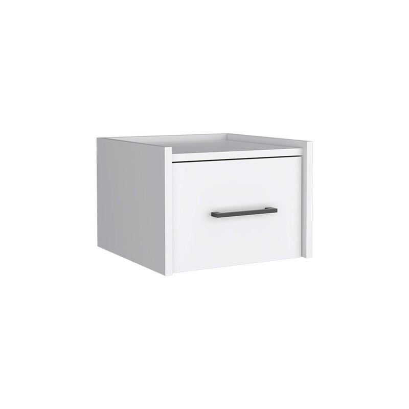 Yorktown Floating Nightstand Handy Drawer White Engineered Wood