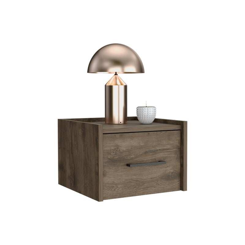 Yorktown Floating Nightstand Handy Drawer Dark Brown Engineered wood