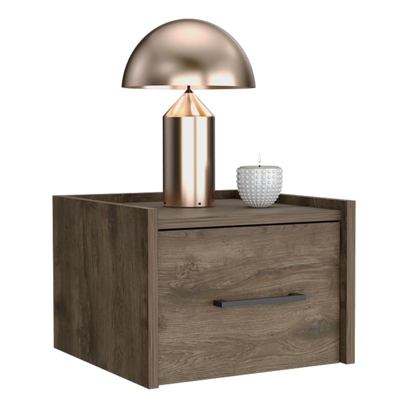 Yorktown Floating Nightstand Handy Drawer Dark Brown Engineered wood
