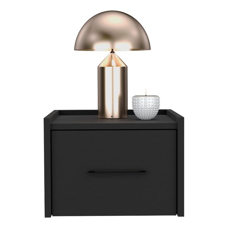 Yorktown Floating Nightstand Handy Drawer Black Wengue Engineered Wood