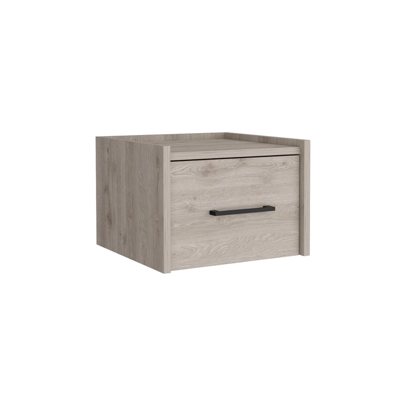 Yorktown Floating Nightstand Engineered Wood Handy Drawer Light Gray