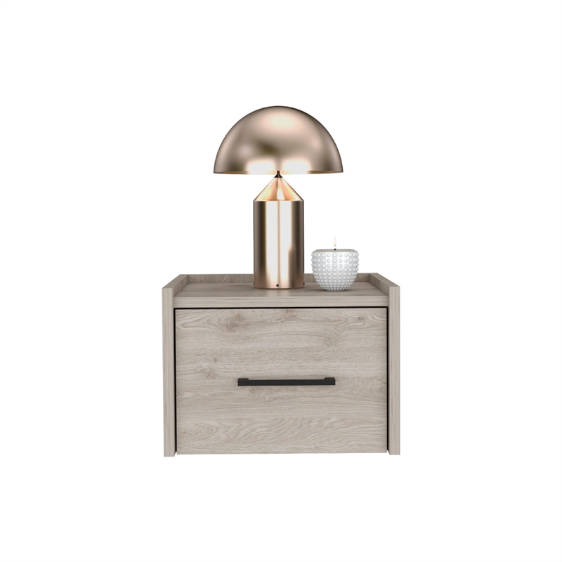Yorktown Floating Nightstand Engineered Wood Handy Drawer Light Gray