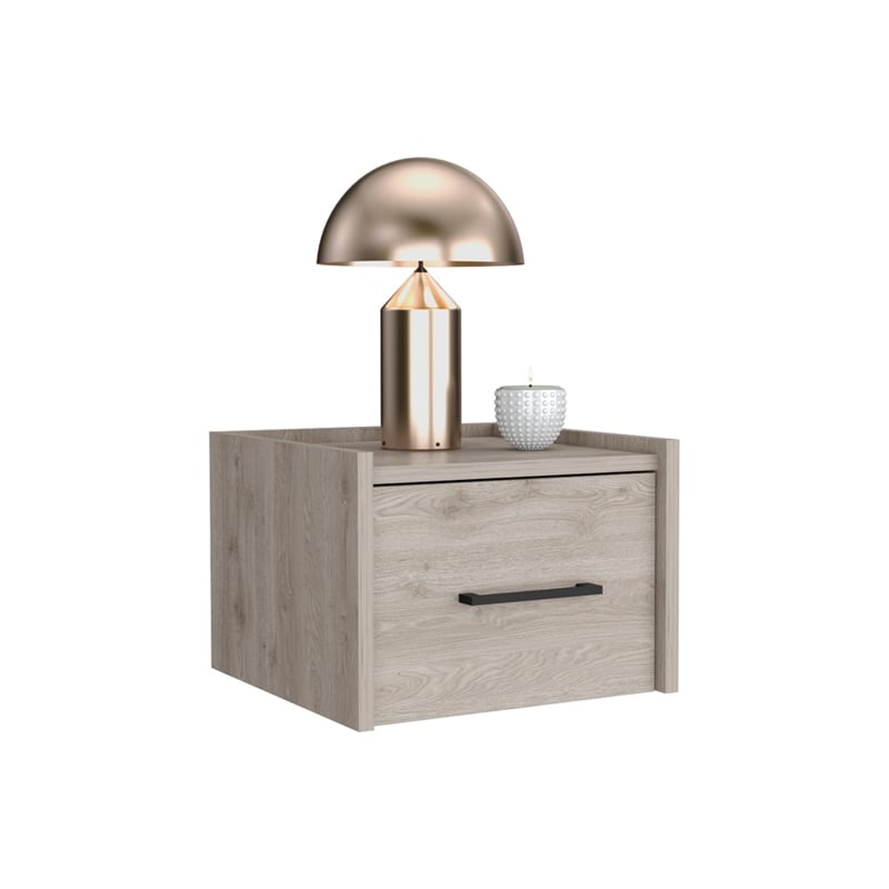 Yorktown Floating Nightstand Engineered Wood Handy Drawer Light Gray