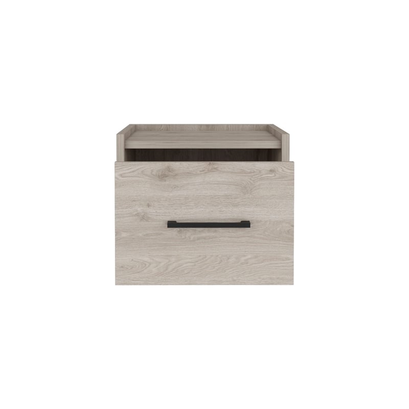 Yorktown Floating Nightstand Engineered Wood Handy Drawer Light Gray