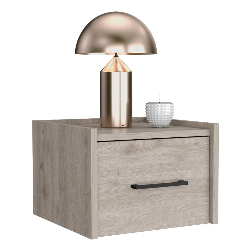 Yorktown Floating Nightstand Engineered Wood Handy Drawer Light Gray