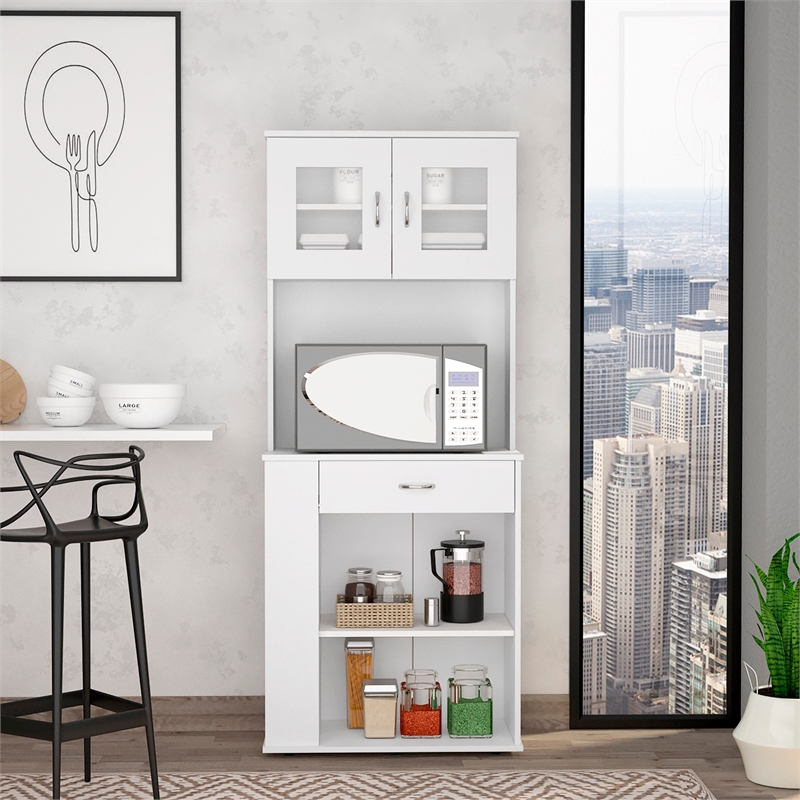 Pantry Cabinet 1 Drawer 4 Shelves 3 Side Shelves White Engineered wood