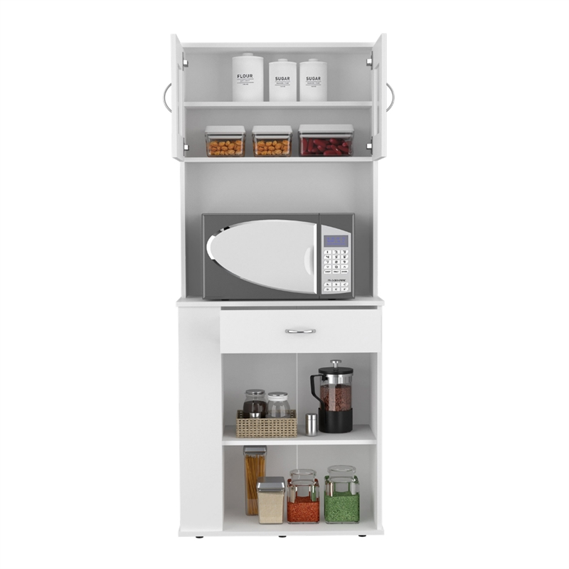 Pantry Cabinet 1 Drawer 4 Shelves 3 Side Shelves White Engineered wood