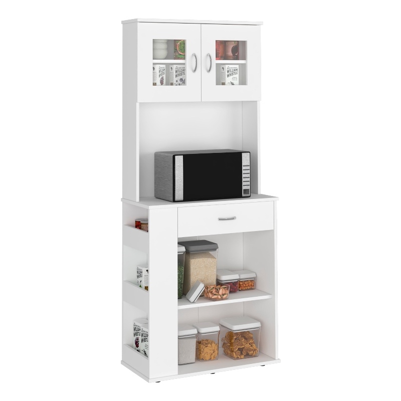 Pantry Cabinet 1 Drawer 4 Shelves 3 Side Shelves White Engineered wood