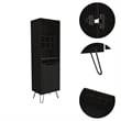 Bar Double Door Cabinet 8 Built in Wine Rack 4 Legs 4 Shelves Black Wengue