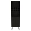 Bar Double Door Cabinet 8 Built in Wine Rack 4 Legs 4 Shelves Black Wengue