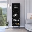 Bar Double Door Cabinet 8 Built in Wine Rack 4 Legs 4 Shelves Black Wengue