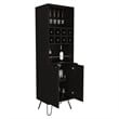 Bar Double Door Cabinet 8 Built in Wine Rack 4 Legs 4 Shelves Black Wengue