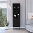 Bar Double Door Cabinet 8 Built in Wine Rack 4 Legs 4 Shelves Black Wengue