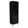 Bar Double Door Cabinet 8 Built in Wine Rack 4 Legs 4 Shelves Black Wengue
