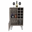 Bar Single Door Cabinet 8 Built in Wine Rack 4 Legs Light Gray Engineered Wood