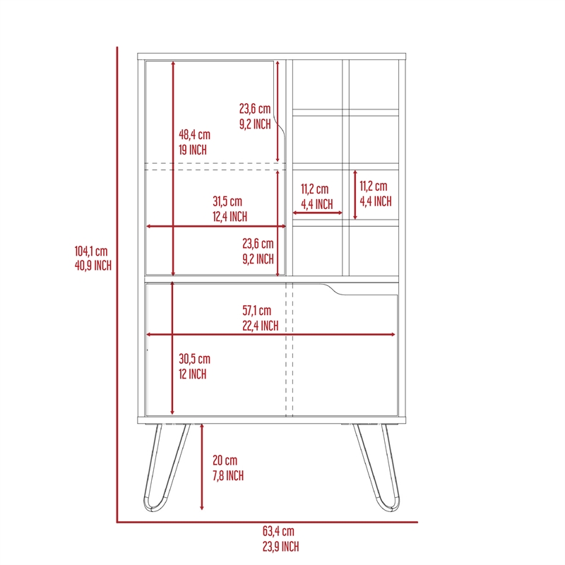 Bar Single Door Cabinet 8 Built in Wine Rack 4 Legs Light Gray Engineered Wood