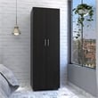 Armoire 2 Shelves Rod Double Door Cabinet Armoire Black Engineered  Wood