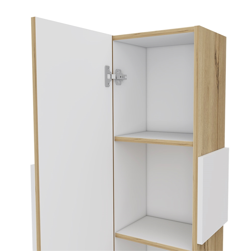 Medicine Cabinet Single Door 3 Shelves Light Oak / White Engineered Wood