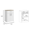 Pantry Cabinet 1 Drawer 2 Shelves 2 Doors White/Light Oak Engineered Wood