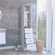 Linen Cabinet 3 Shelves 4 Drawers and Metal handles White Engineered Wood