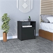 Nightstand 1 Door Cabinet Metal Handle 1 Shelf Black Engineered wood