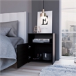 Nightstand 1 Door Cabinet Metal Handle 1 Shelf Black Engineered wood